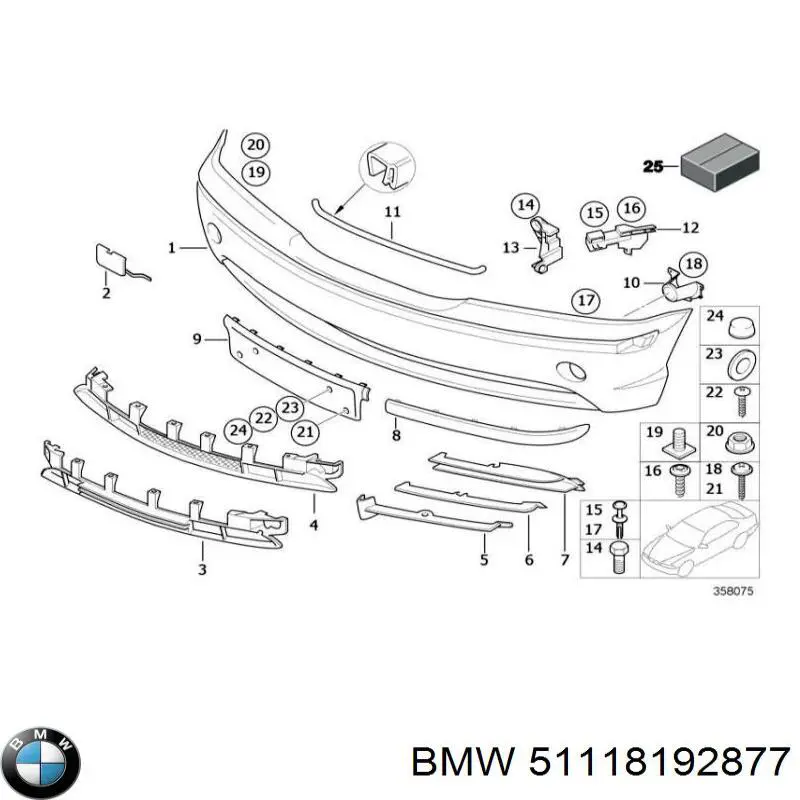 51118192877 BMW Решітка переднього бампера, ліва