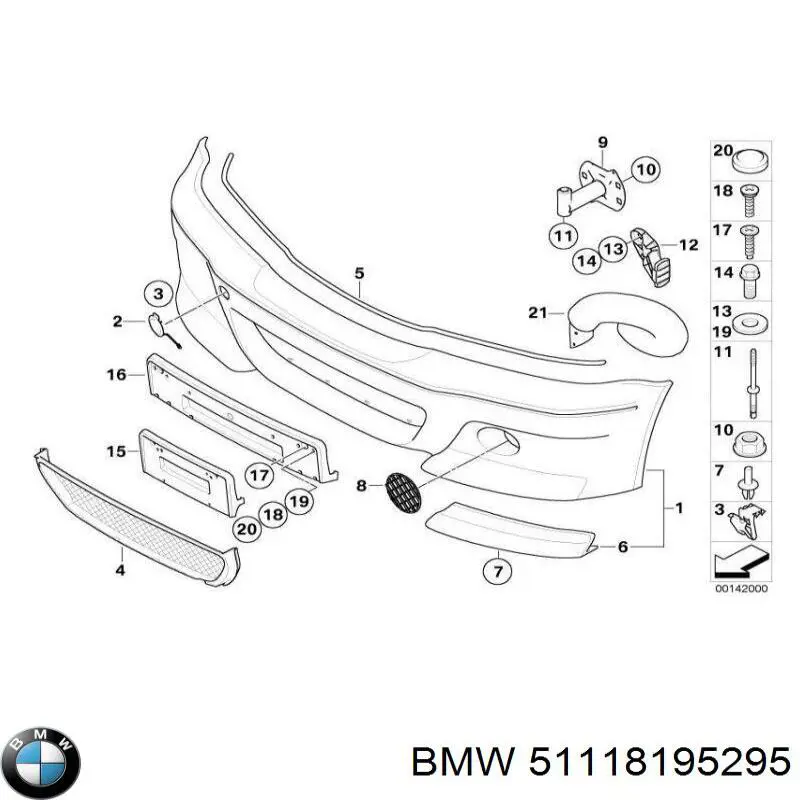 Ліве кріплення переднього бампера на BMW 3 (E46)