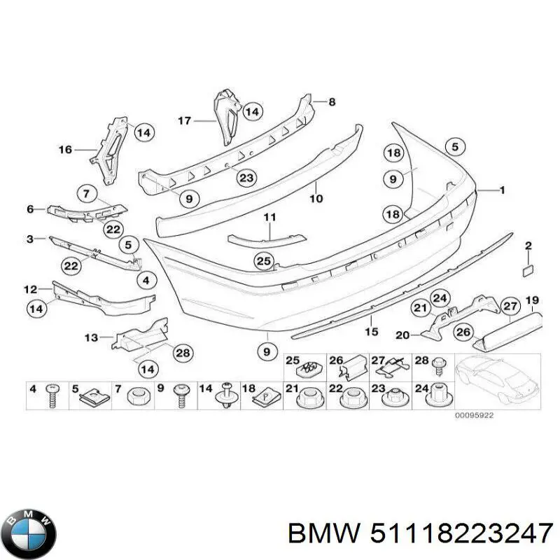 Кріплення бампера BMW 51118223247 ціна, від 11.27 USD