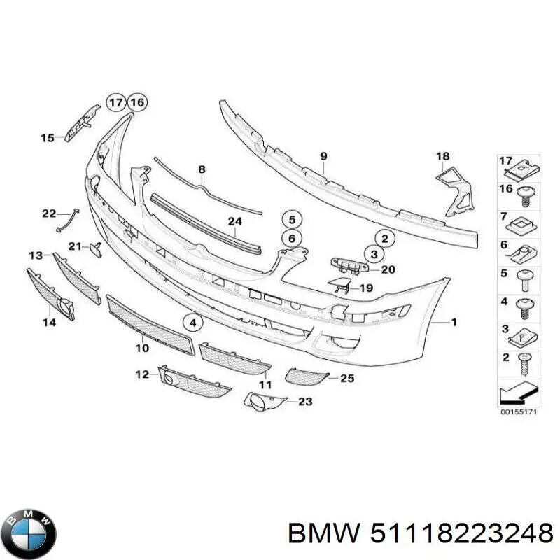 51118223248 BMW Кронштейн бампера переднього, правий