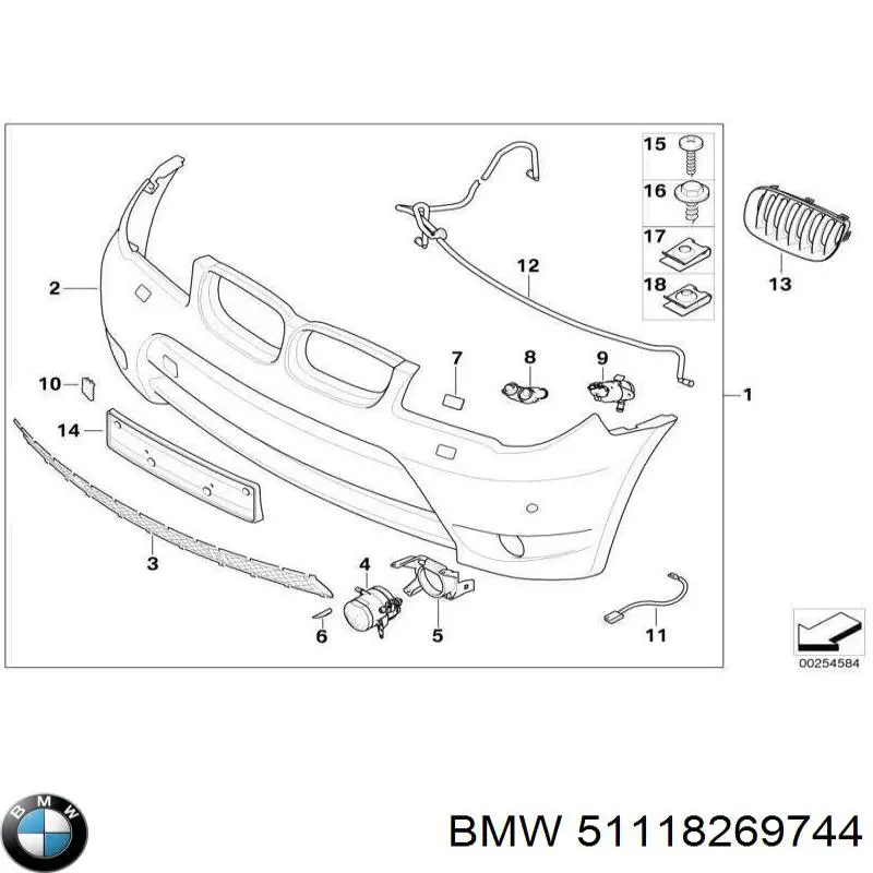 Панель кріплення номерного знака, переднього 51118269744 BMW