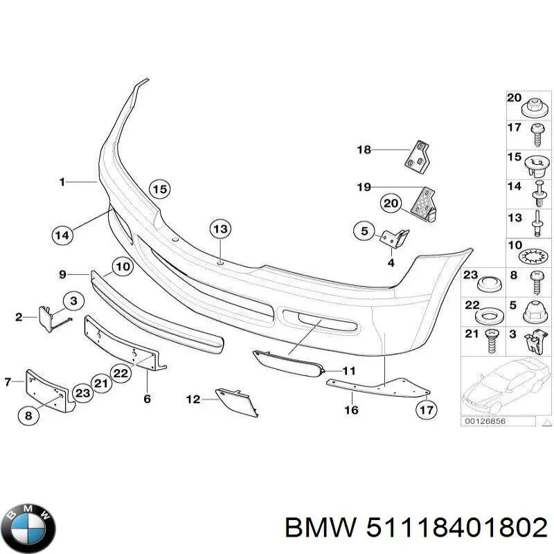 51118401802 BMW Праве кріплення переднього бампера