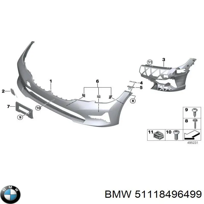 51118496499 BMW Бампер передній в зборі