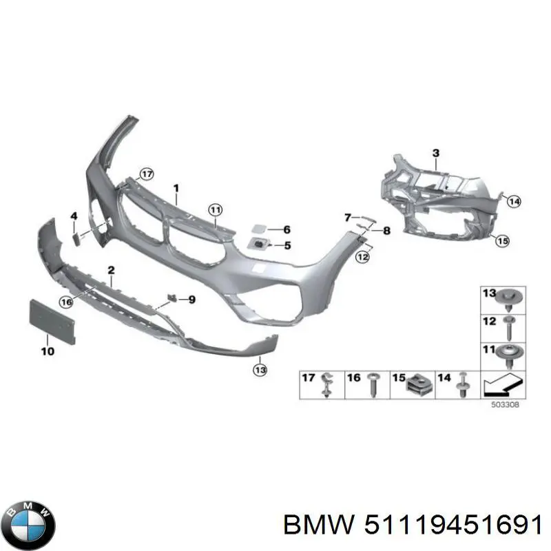 Бампер на авто BMW 51119451691 ціна, від 116.20 USD