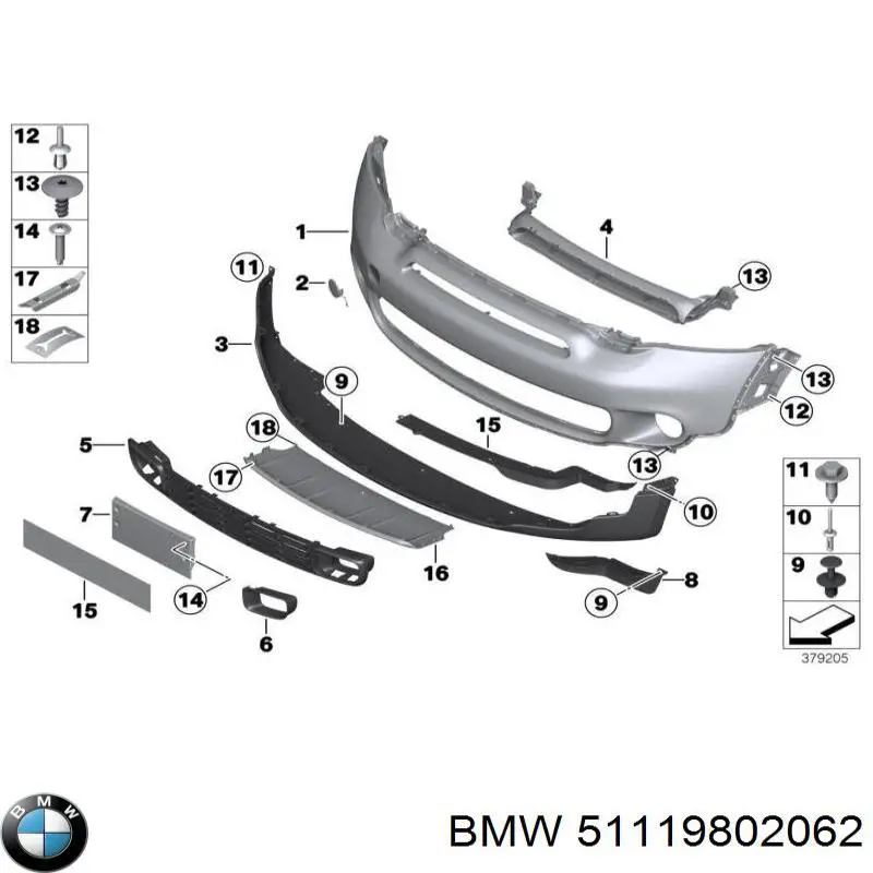 Заглушка бампера буксирувального гака, передня BMW 51119802062 ціна, від 11.46 USD