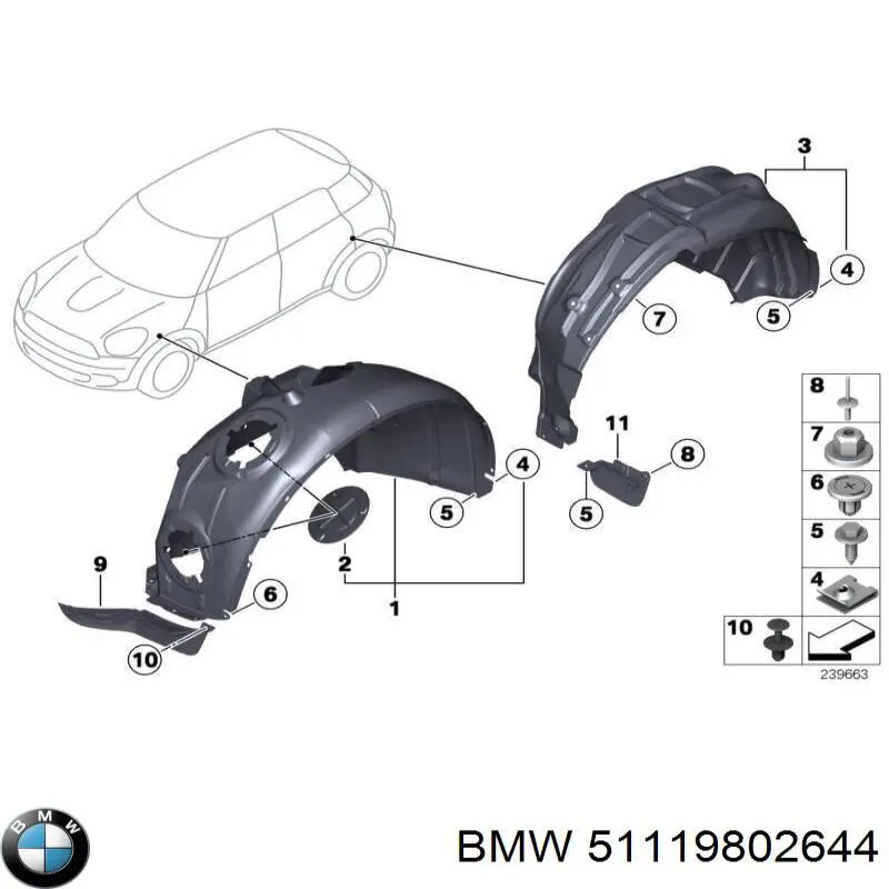 Купити 51119802644 BMW Спойлер переднього бампера, правий