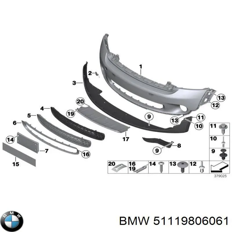 Заглушка бампера буксирувального гака, передня BMW 51119806061 ціна, від 6.11 USD