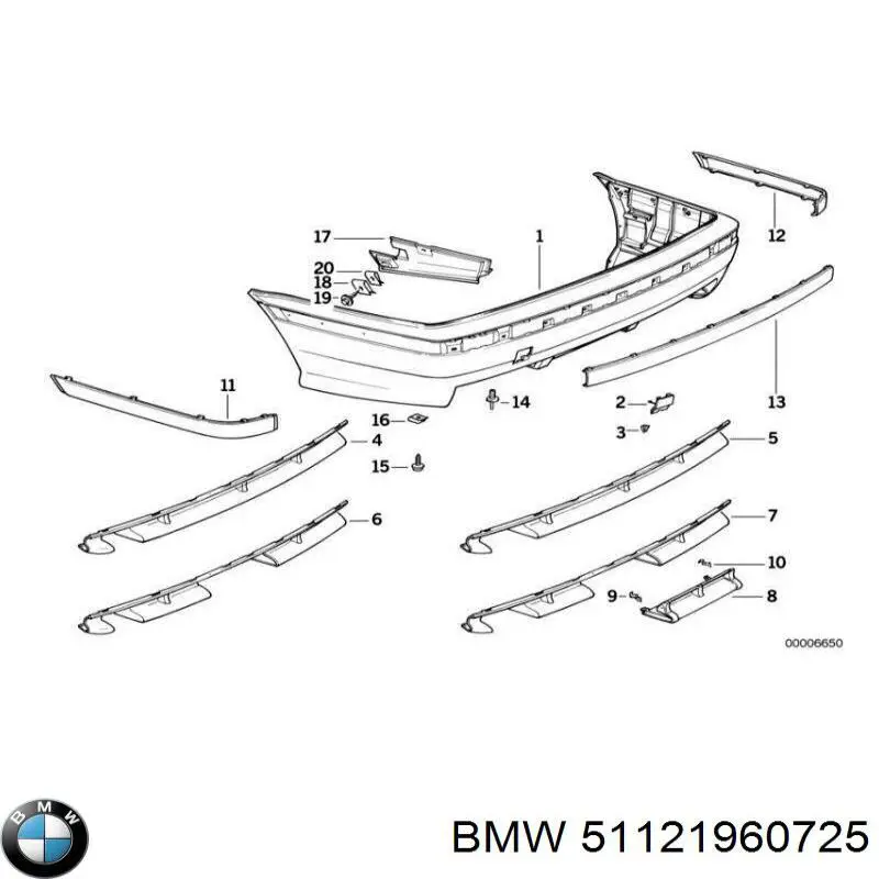 Молдинг заднього бампера, лівий на BMW 3 (E36)