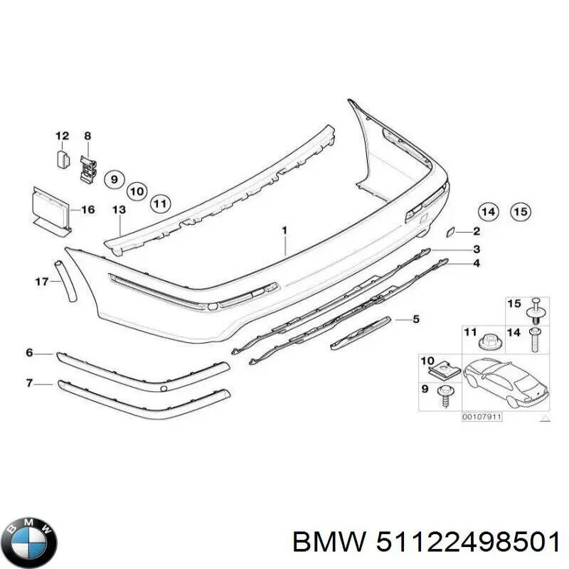 Молдинг заднього бампера 51122498501 BMW