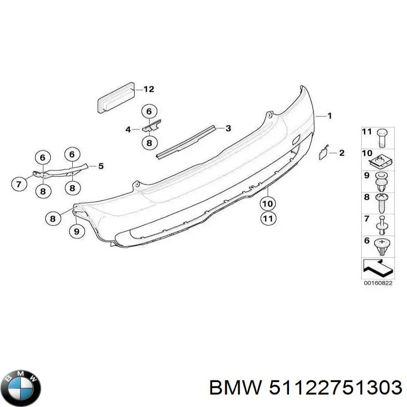 Лівий кронштейн заднього бампера BMW 51122751303 ціна, від 21.97 USD