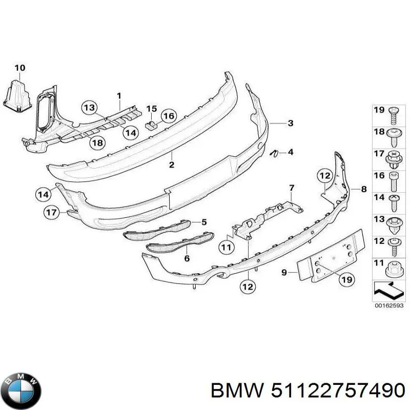 Кожух бампера заднього BMW 51122757490 ціна, від 176.77 USD