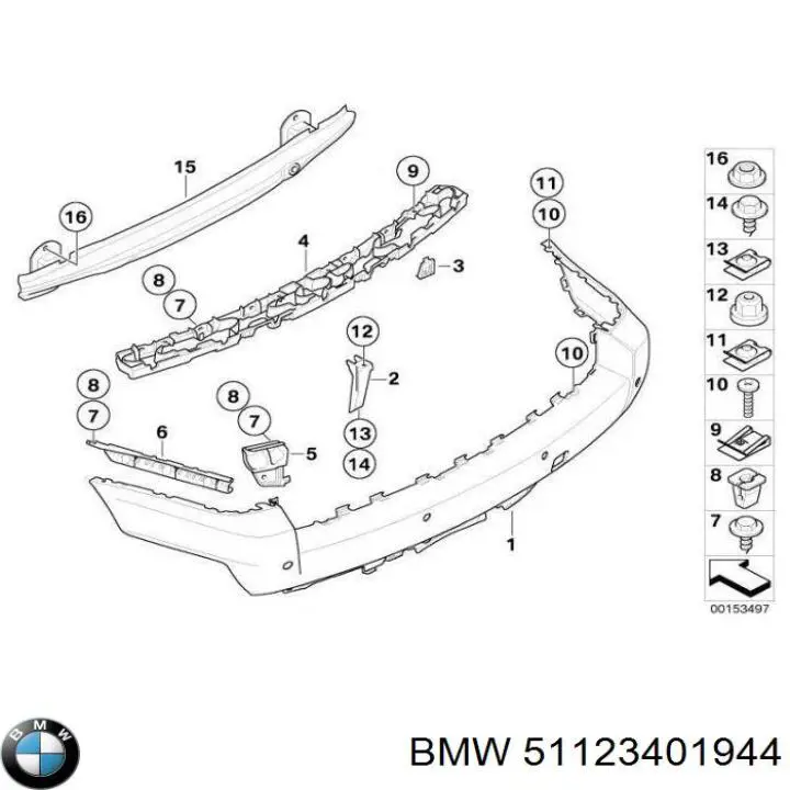 51123401944 BMW Шина бампера заднього