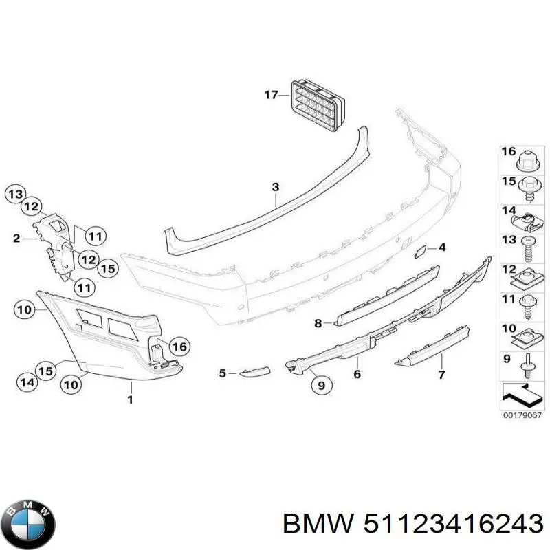Заглушка бампера буксирувального гака, передня BMW 51123416243 ціна, від 31.62 USD