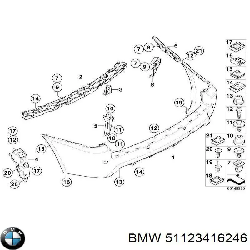 Кронштейн бампера заднього, центральний BMW 51123416246 ціна, від 31.66 USD
