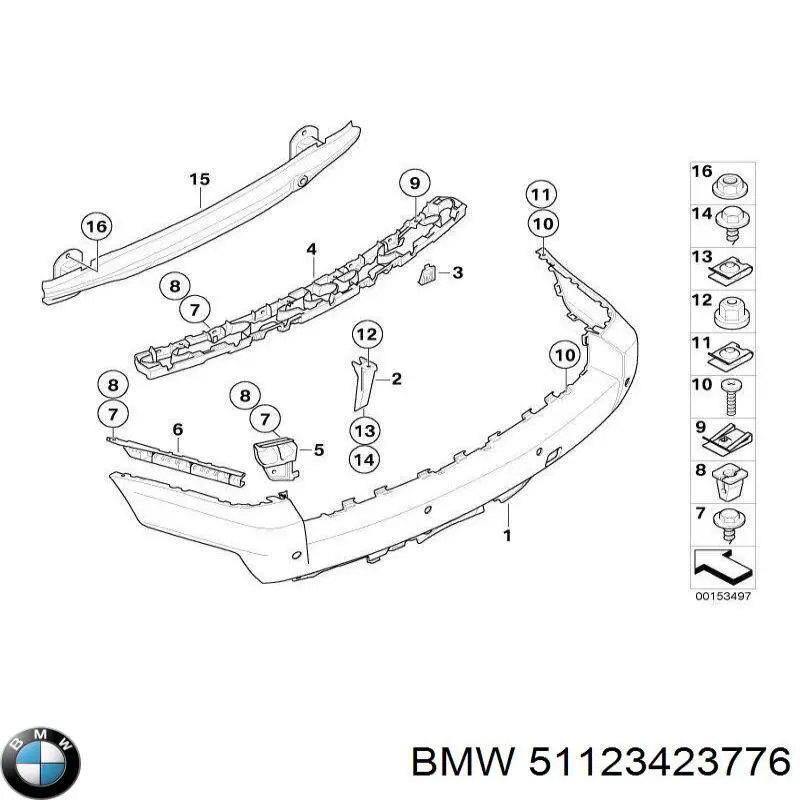 Кожух бампера заднього BMW 51123423776 ціна, від 868.59 USD