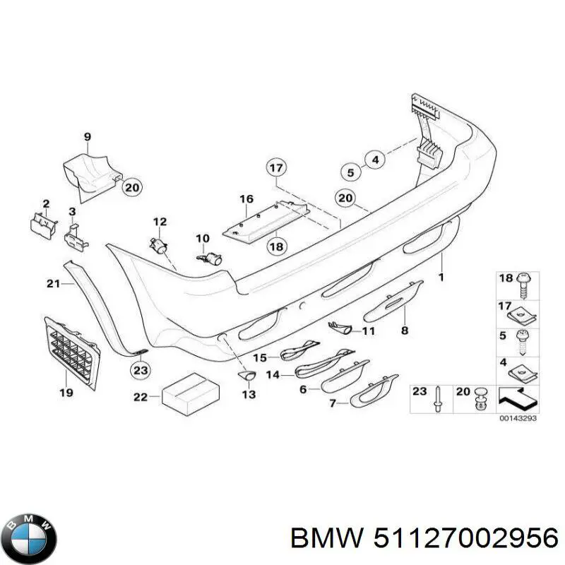 51127002956 BMW Молдинг бампера переднього, лівий
