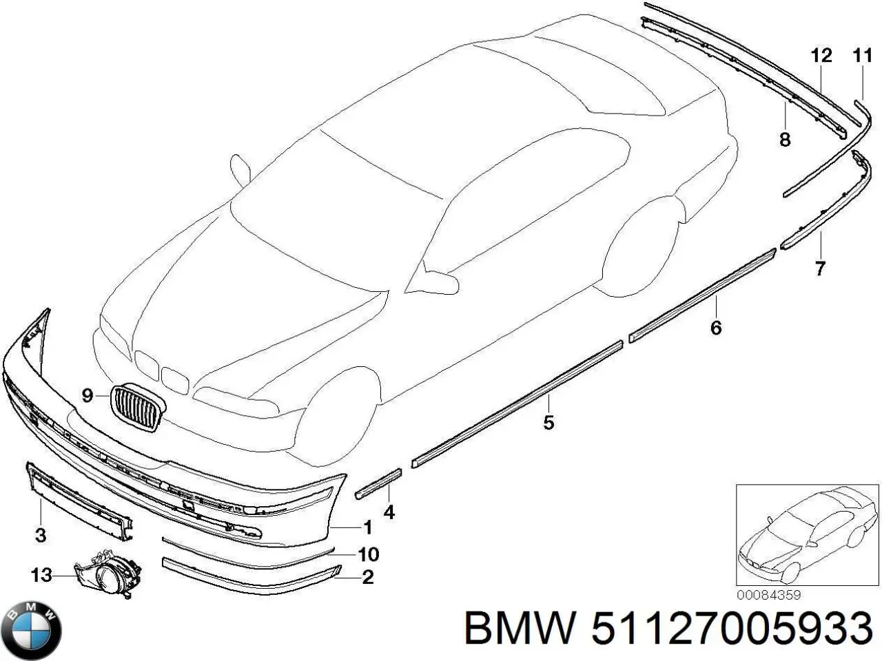 Купити 51127005933 BMW Молдинг заднього бампера, лівий