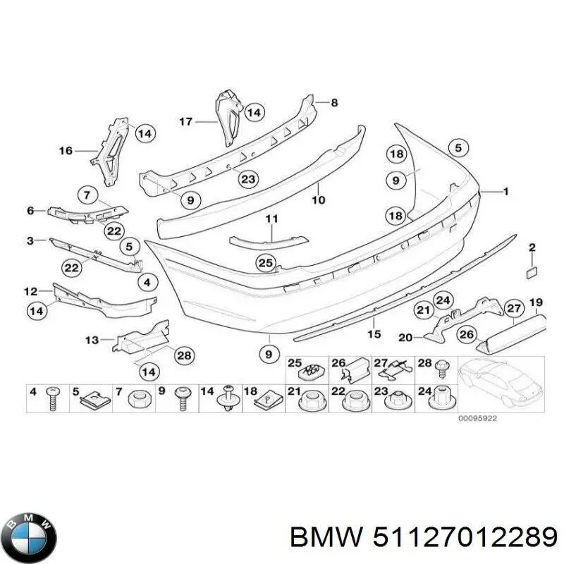 51127012289 BMW Кронштейн бампера заднього, лівий