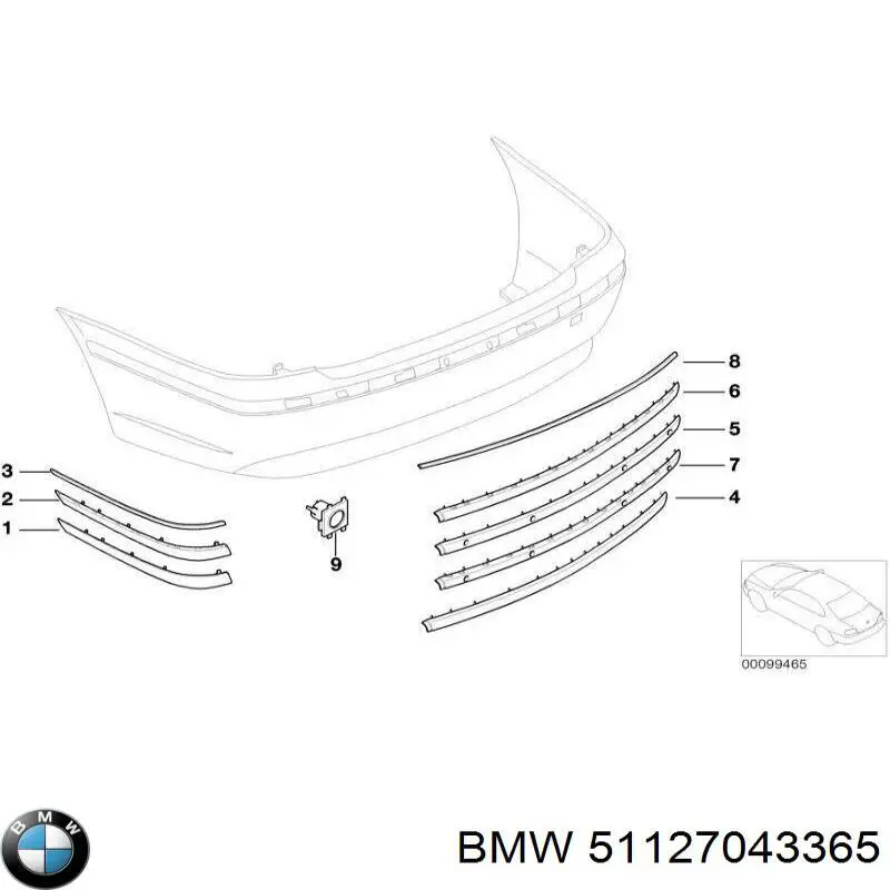 51127043365 BMW Бампер задній, центральна частина