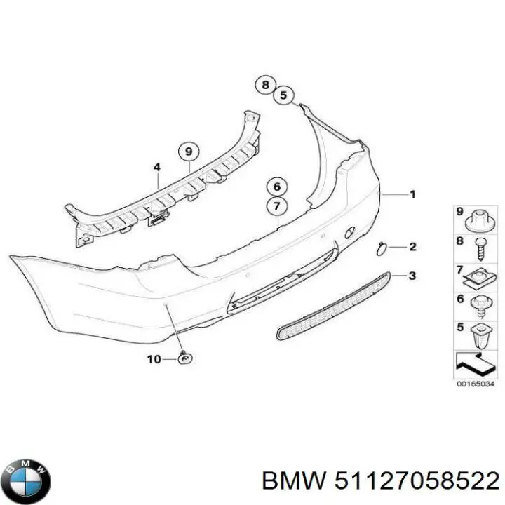 Купити 51127058522 BMW Направляюча заднього бампера