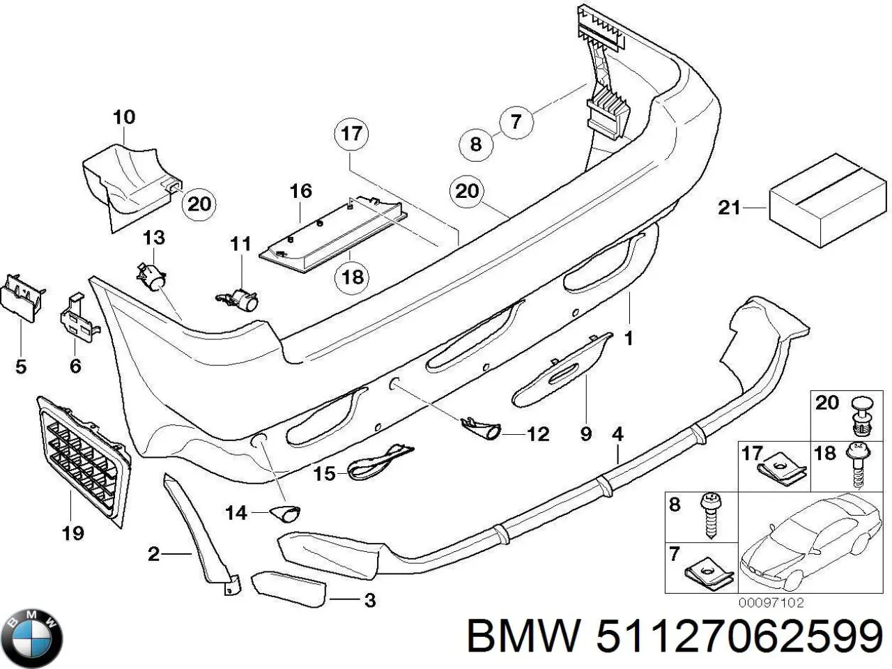 Купити 51127062599 BMW Молдинг заднього бампера, лівий