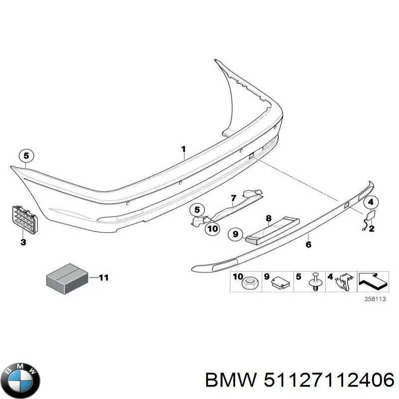 51127112406 BMW Буфер (бампер) задній