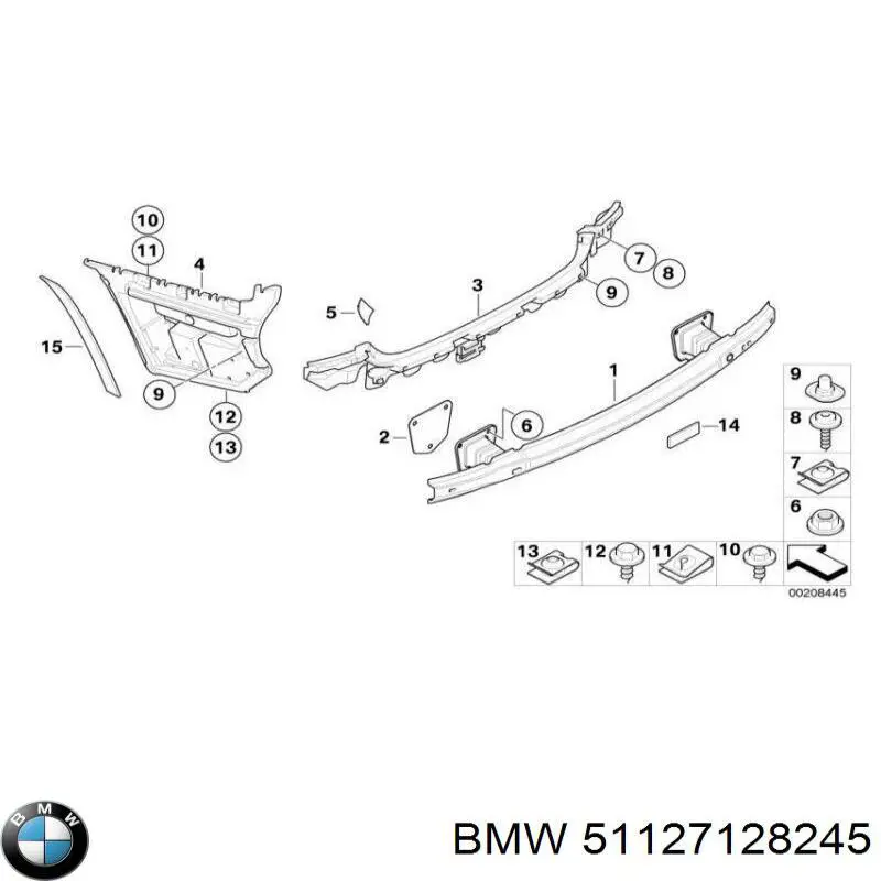 Кронштейн бампера заднього, лівий 51127128245 BMW