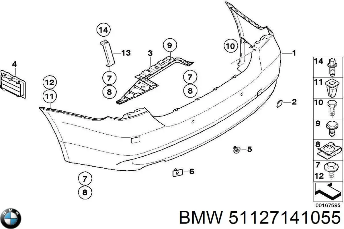 Кожух бампера заднього BMW 51127141055 ціна, від 445.41 USD