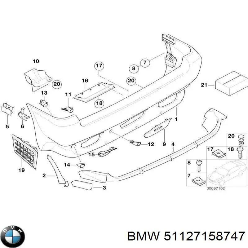 Буфер (бампер) задній на BMW X5  E53