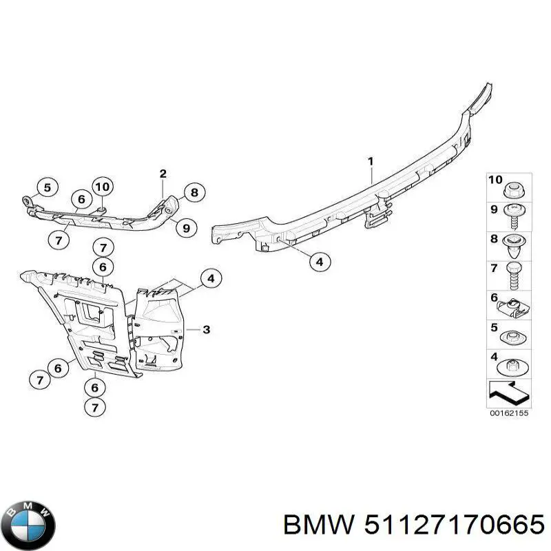 Кронштейн бампера заднього, центральний BMW 51127170665 ціна, від 63.35 USD