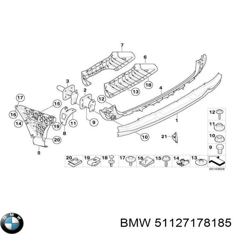 Кронштейн бампера заднього, зовнішній лівий BMW 51127178185 ціна, від 17.44 USD