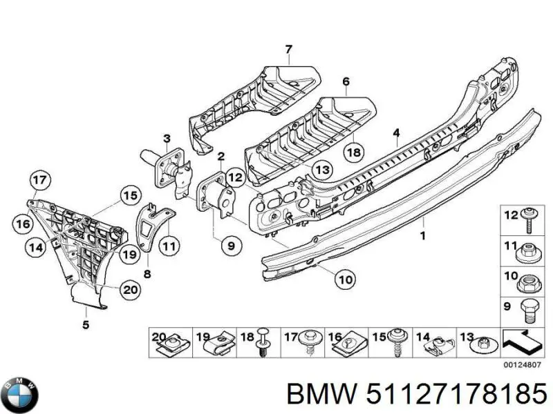 51127178185 BMW Кронштейн бампера заднього, зовнішній лівий