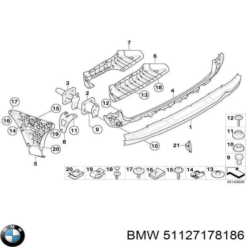 51127178186 BMW Кронштейн бампера заднього, зовнішній правий