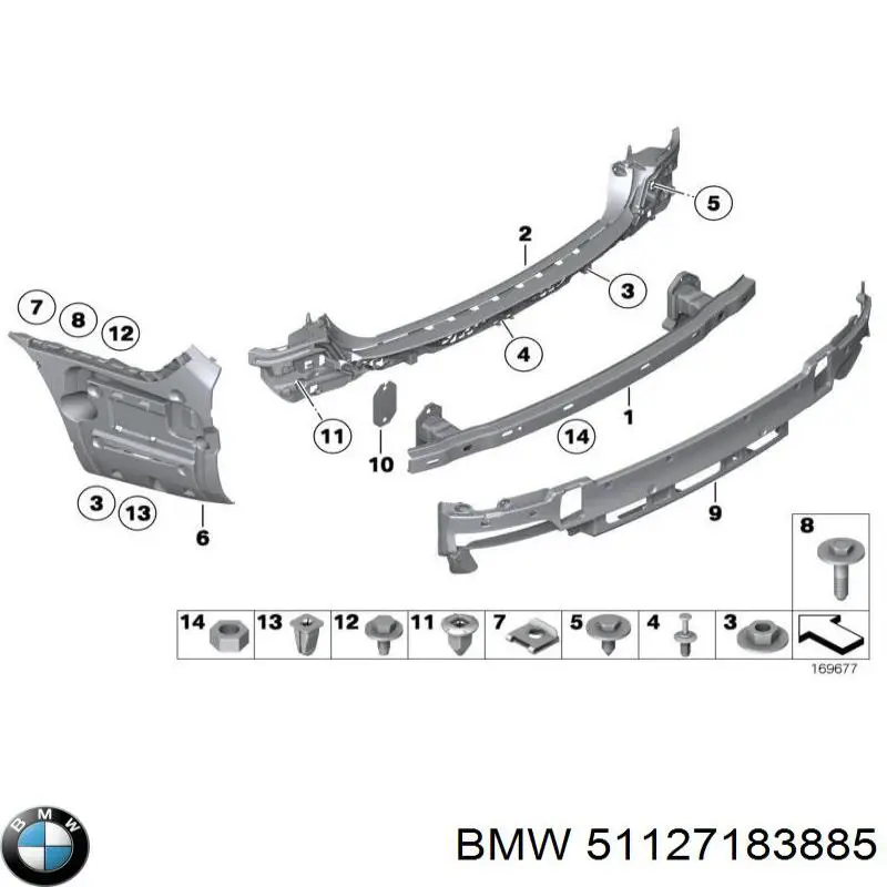  Кронштейн бампера заднього, лівий BMW 7 