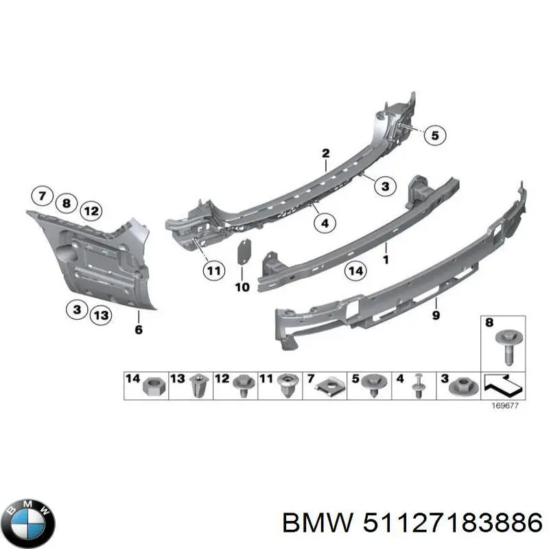  Кронштейн бампера заднього, правий BMW 7 