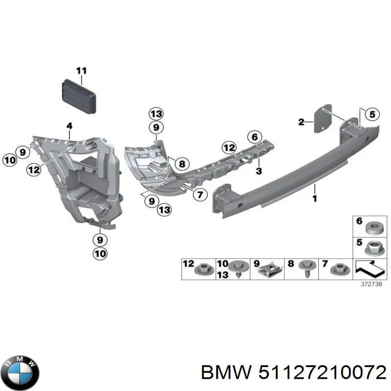 51127210072 BMW Шина бампера заднього