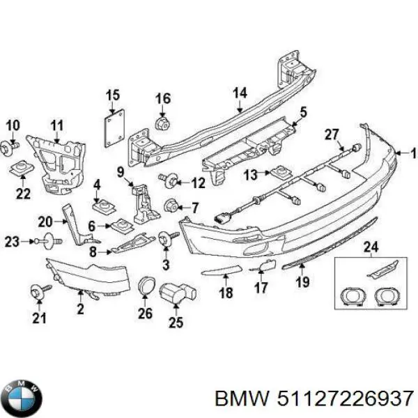 51127226937 BMW Лівий кронштейн переднього бампера