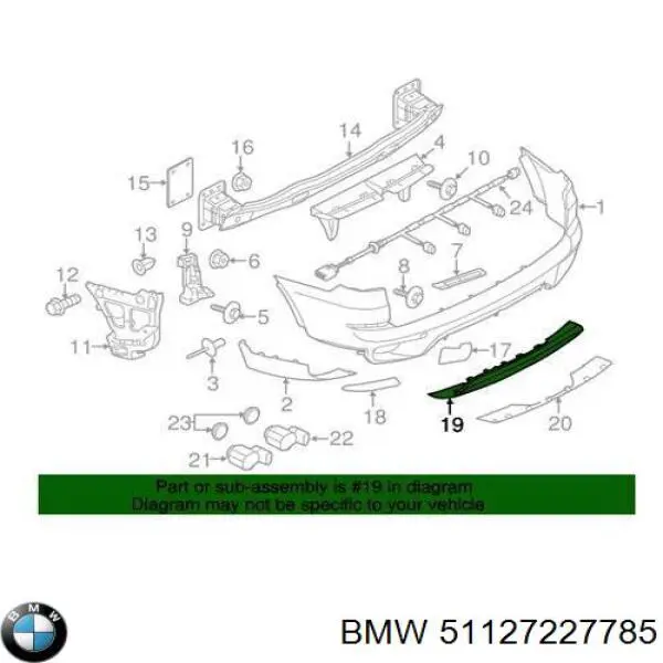 Бампер задній, нижня частина BMW 51127227785 ціна, від 31.19 USD