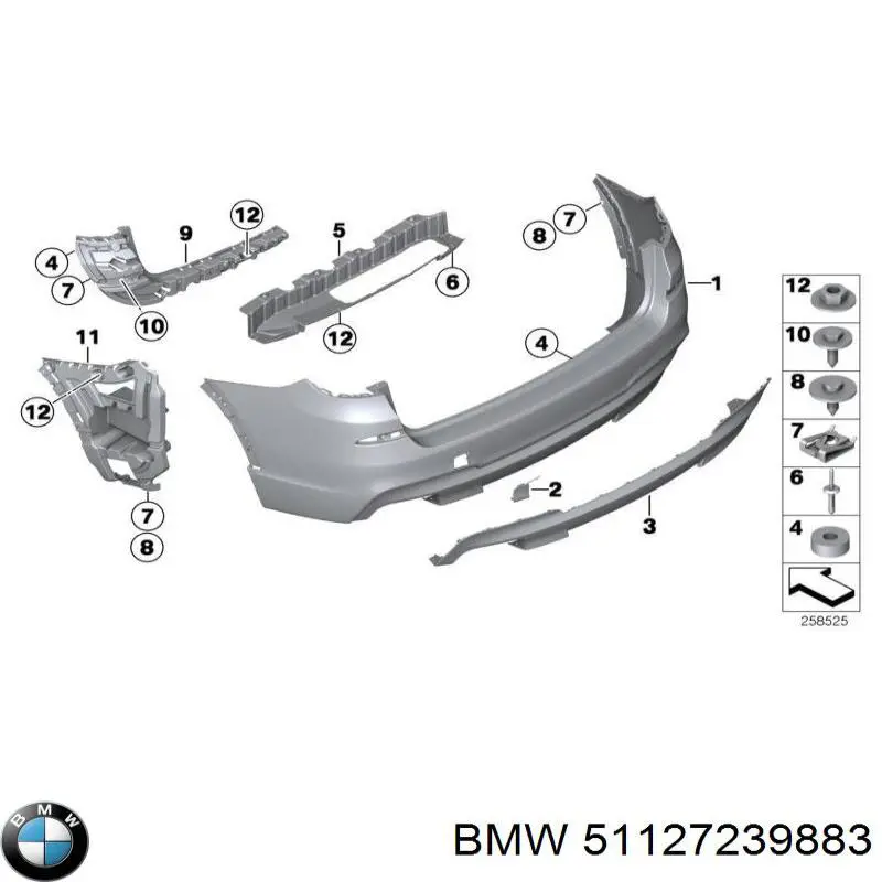 Ліве кріплення заднього бампера на BMW X3 (F25)