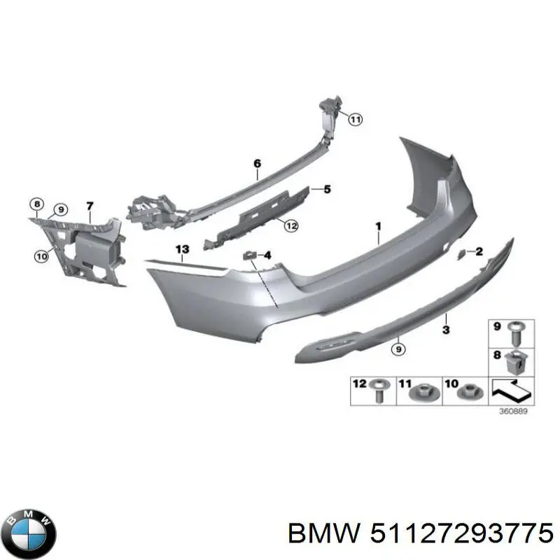 Лівий кронштейн заднього бампера BMW 51127293775 ціна, від 60.77 USD