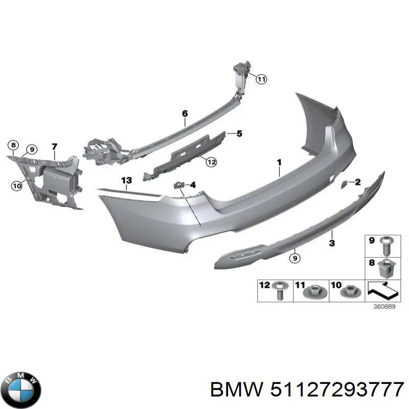 Купити 51127293777 BMW Кронштейн бампера заднього, центральний