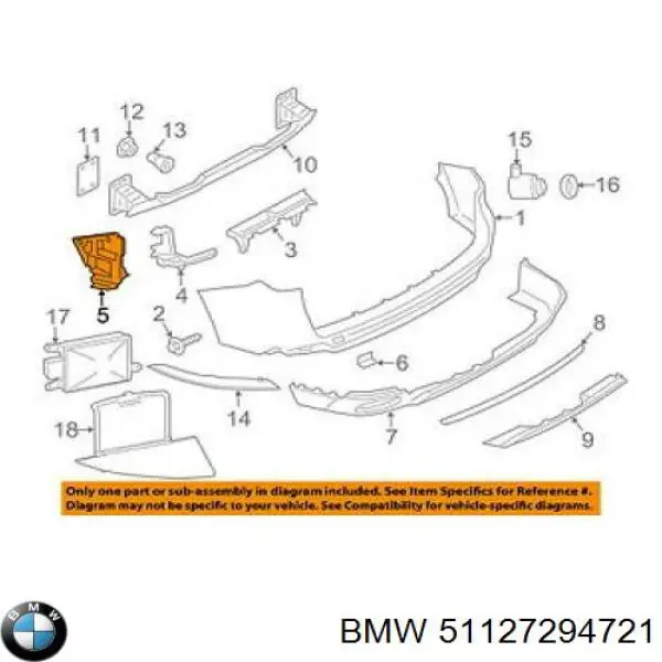 7294721 BMW Кронштейн бампера заднього, зовнішній лівий