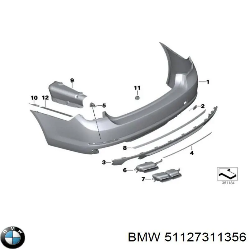 Кожух бампера заднього BMW 51127311356 ціна, від 988.00 USD