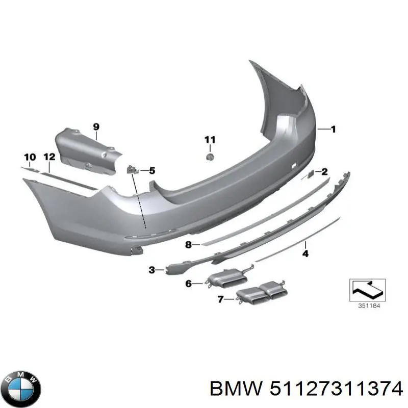 51127311374 BMW Заглушка бампера буксирувального гака, задня