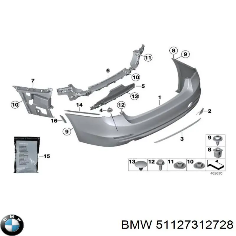 Бампер задній 51127312728 BMW