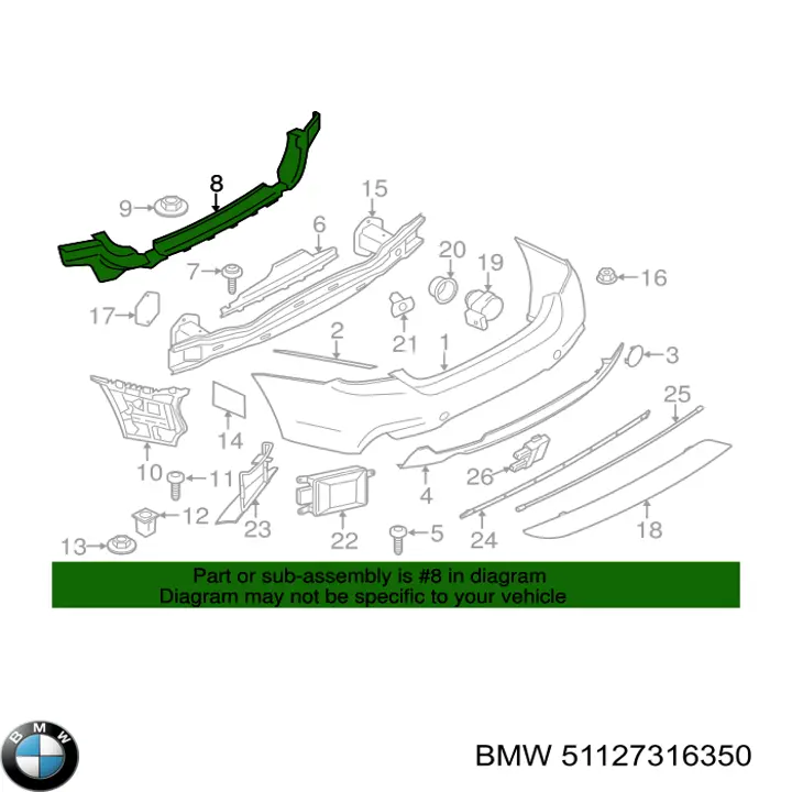 Купити 51127316350 BMW Кронштейн бампера заднього, центральний