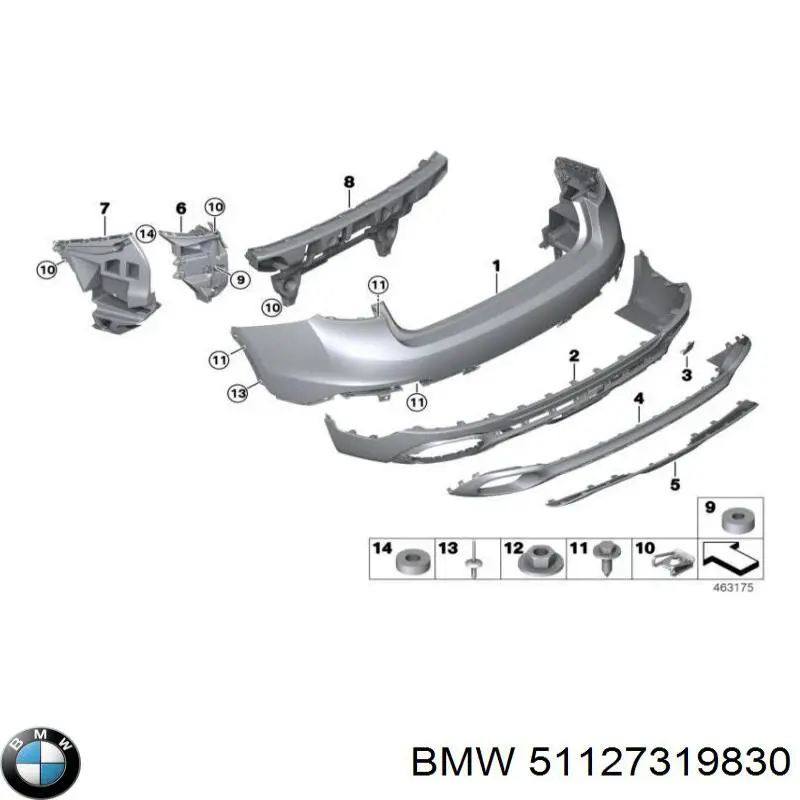 51127319830 BMW Кронштейн бампера заднього, зовнішній правий