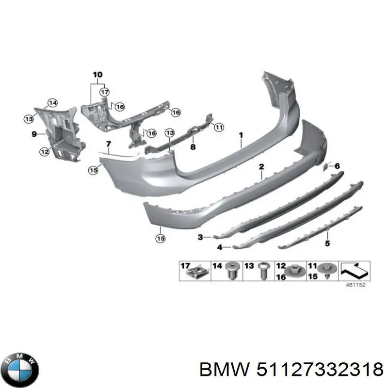 51127332318 BMW Напрямна заднього бампера, права