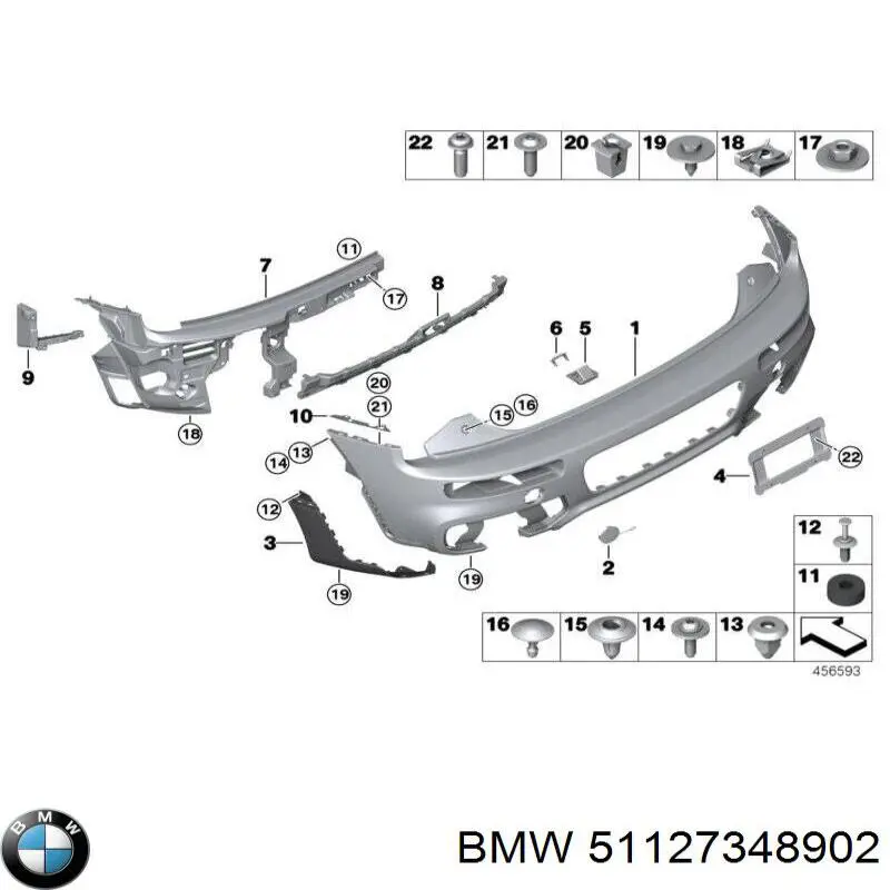 51127348902 BMW Напрямна заднього бампера, права
