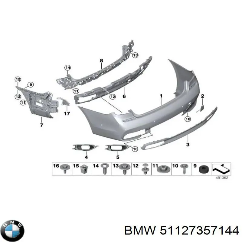 Кронштейн бампера заднього, центральний BMW 51127357144 ціна, від 41.35 USD